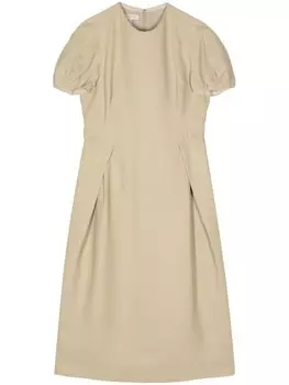 SHIATZY CHEN платье миди с объемными рукавами и складками, коричневый