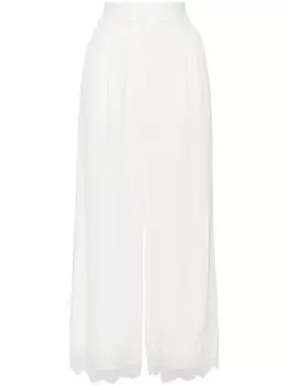 SHIATZY CHEN прямые брюки с кружевной вышивкой, белый