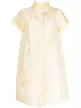 Shiatzy Chen шелковое пальто с оборками и вышивкой, желтый