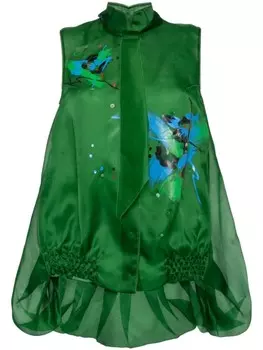 SHIATZY CHEN топ с цветочным принтом, зеленый