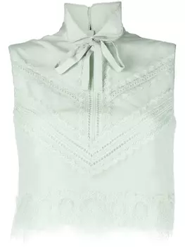 Shiatzy Chen топ с кружевной отделкой, зеленый