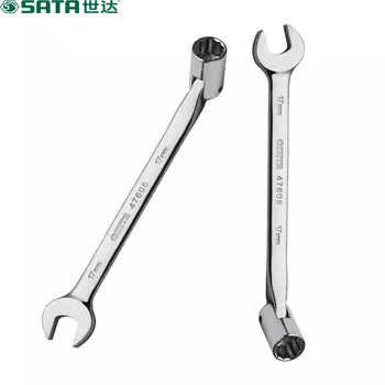 Shida SATA 47605 полностью полированный торцовый гаечный ключ с рожковым ключом двойного назначения, 17 мм