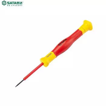 Shida SATA 63301 VDE, двухцветная ручка, изолированная однословная прецизионная отвертка 1,5*0,23*50 мм