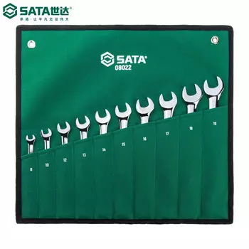 Shida SATA Tools Набор из 10 полностью полированных ключей двойного назначения, обычно используемых для механического обслуживания 08022