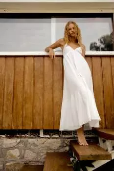 Шифонное платье с отшивкой ZARA, белый