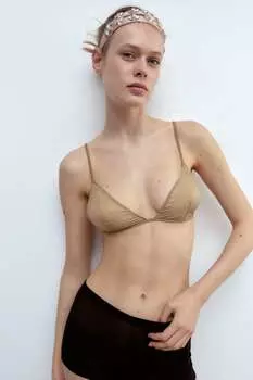 Шифонный бюстгальтер с треугольниками ZARA, золотой