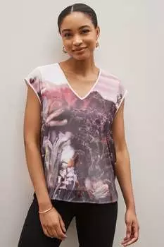 Шифоновая блузка без рукавов с V-образным вырезом Next, розовый