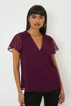 Шифоновая блузка Dobby с рукавами ангела Dorothy Perkins, фиолетовый