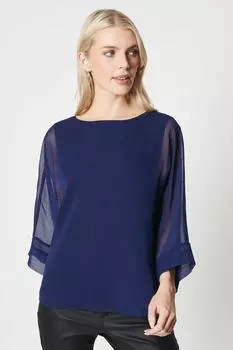 Шифоновая блузка «летучая мышь» Debenhams, темно-синий