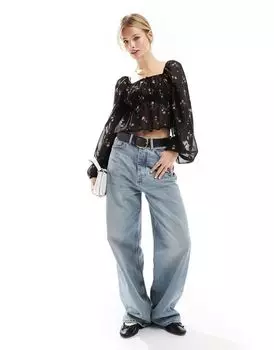 Шифоновая блузка Miss Selfridge с принтом роз