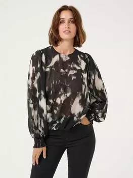 Шифоновая блузка с абстрактным принтом aska KAFFE, цвет Black/Grey