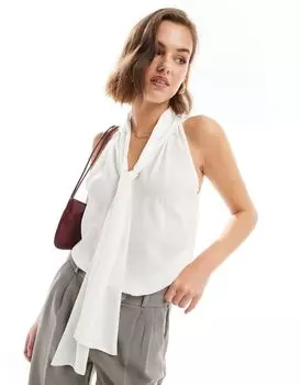 Шифоновая блузка с бантом цвета слоновой кости ASOS DESIGN