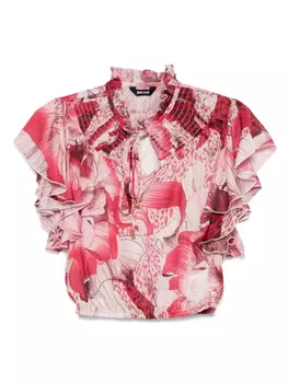 Шифоновая блузка с цветочным принтом Just Cavalli, красный