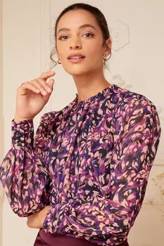 Шифоновая блузка с длинными рукавами и рюшами Love & Roses, красный