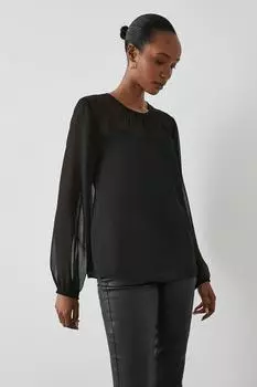 Шифоновая блузка с рукавами Debenhams, черный