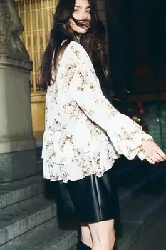 Шифоновая блузка с воланами H&M, бежевый