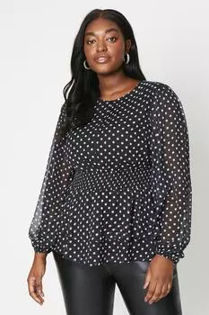 Шифоновая блузка с вырезом на манжетах и вырезом на манжетах Curve Spot Dorothy Perkins, черный