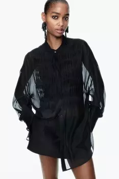 Шифоновая блузка со складками H&M, черный