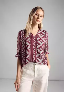 Шифоновая блузка STREET ONE из мягкой смеси материалов, цвет Mahogany Red