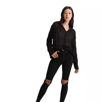 Шифоновая блузка Yoko с присборенными краями Belle & Bloom, черный