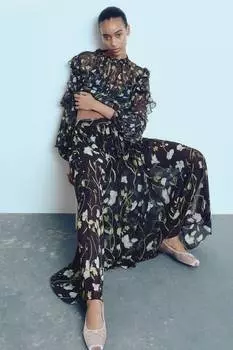 Шифоновая макси-юбка H&M, мультиколор