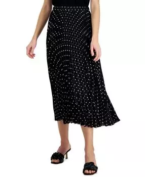 Шифоновая плиссированная юбка без застежек в горошек Anne Klein, мульти