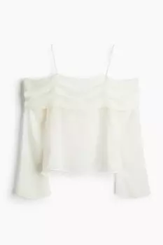 Шифоновая рубашка без плеч H&M, бежевый