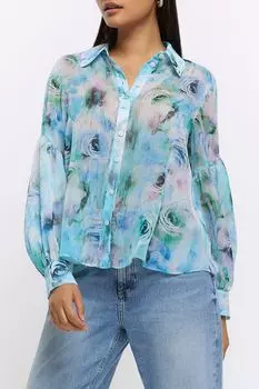Шифоновая рубашка River Island, синий
