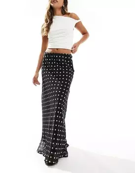Шифоновая юбка макси асимметричного кроя в горошек ASOS DESIGN