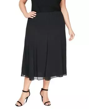 Шифоновая юбка-миди больших размеров Alex Evenings, черный