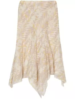 Шифоновая юбка миди с зебровым принтом Patrizia Pepe, бежевый