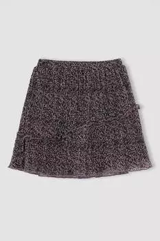 Шифоновая юбка с оборками Defacto, черный