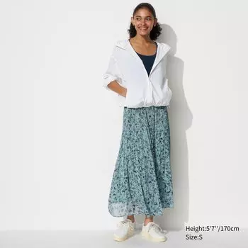 Шифоновая юбка с принтом UNIQLO, зеленый