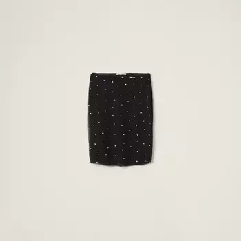 Шифоновая юбка с вышивкой Miu Miu, черный