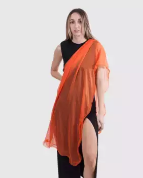 Шифоновая женская праздничная шаль оранжевого цвета MR Complements