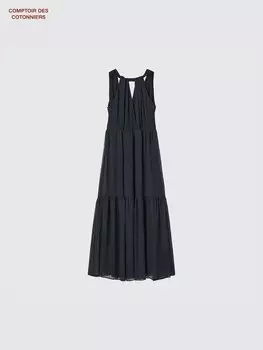 Шифоновое длинное платье Uniqlo, цвет 09 черный
