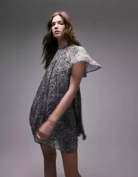 Шифоновое мини-платье мини с животным принтом Topshop