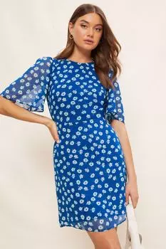 Шифоновое мини-платье с короткими рукавами Friends Like These, синий