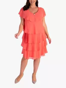 Шифоновое многоярусное платье с бриллиантами chesca, цвет Coral