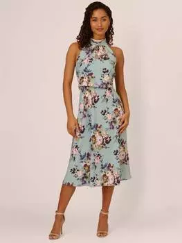 Шифоновое платье-блузон с цветочным рисунком Adrianna Papell, цвет Icy Sage/Multi