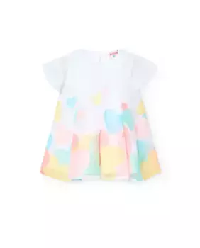 Шифоновое платье для девочки с разноцветными сердечками Boboli, белый
