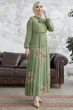 Шифоновое Платье Eyris С Цветочным Воротником - Зеленый InStyle