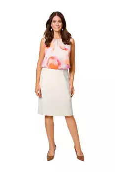 Шифоновое платье HERMANN LANGE Collection с эффектным сочетанием принта и однотонного рисунка, розовый