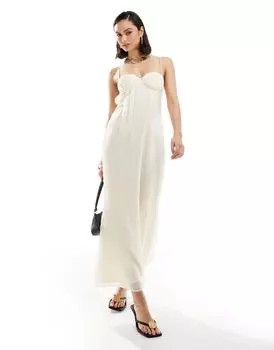 Шифоновое платье-карандаш миди с чашечками и вставками ASOS DESIGN цвета слоновой кости