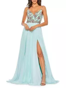 Шифоновое платье Mac Duggal, aqua