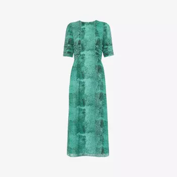 Шифоновое платье макси Dobby со змеиным принтом Whistles, мультиколор