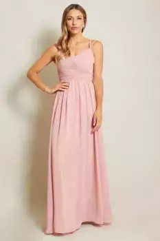 Шифоновое платье макси с бретелями на спине, связанное крючком KRISP, розовый