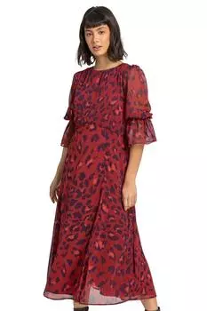 Шифоновое платье макси с леопардовым принтом Roman, оранжевый