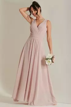 Шифоновое платье макси с плиссированным верхом Jolie Moi, розовый