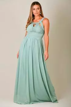 Шифоновое платье макси с ромбовидным вырезом KRISP, зеленый